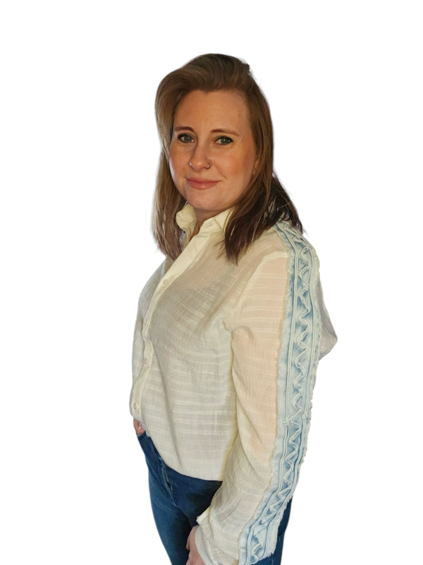 Blouse met jeansdetail