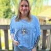 Streep blouse incl ketting