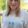 Streep blouse incl ketting