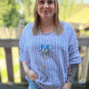 Streep blouse incl ketting