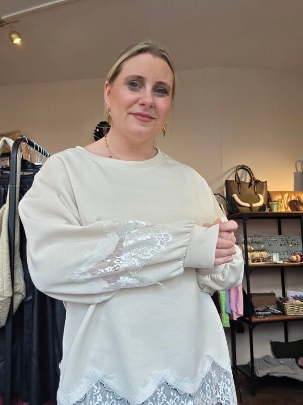 Soft jogger trui met kant